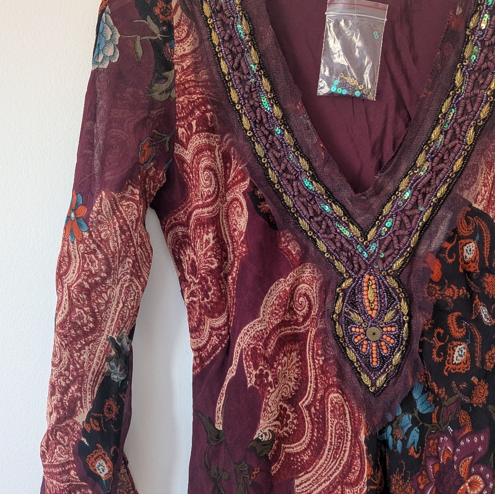 Chaudry KC Beaded Asymmetrical Hem Long Sleeve Dress - Picture 5 of 9